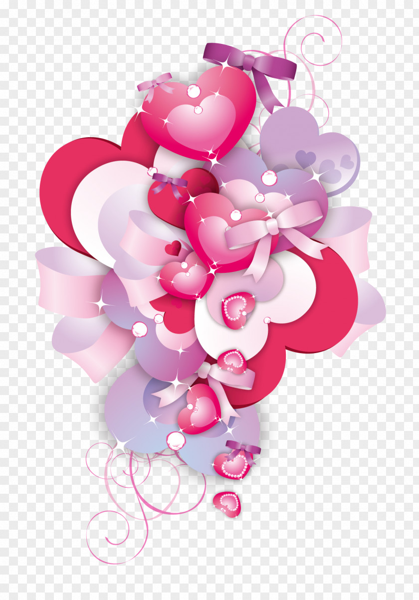 Vector Creative Heart-shaped Pearl Floral Heart Adobe Illustrator PNG