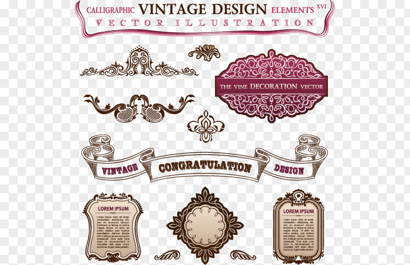 Vector Vintage Lace Title Ornament Calligraphy Illustration PNG