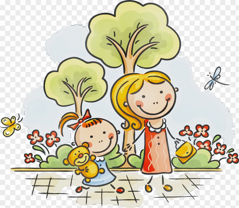 Cartoon Sharing Happy Child Plant PNG