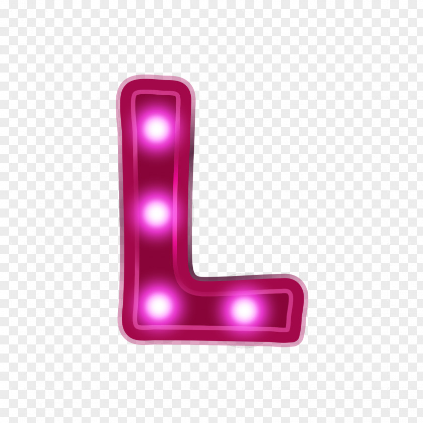 Neon Alphabet L Letter Font PNG