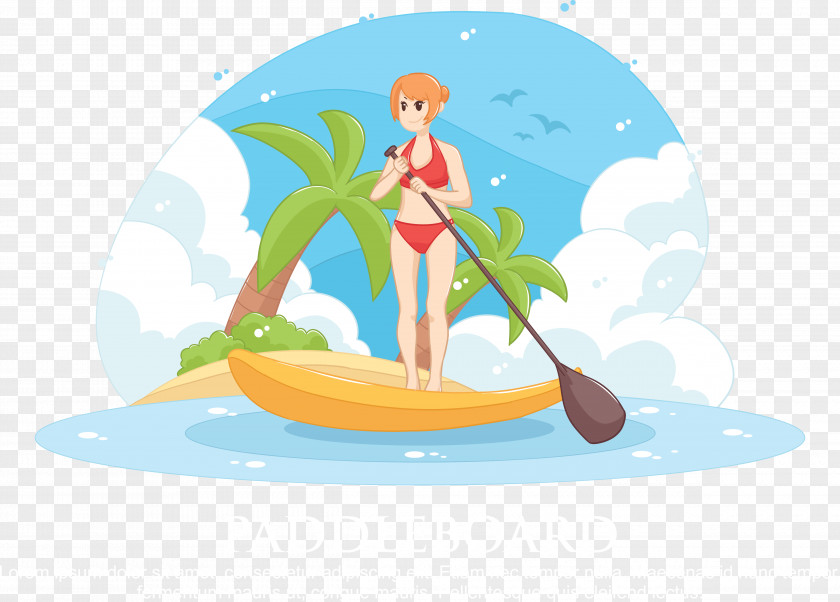 Women Rowing Water Surf Illustration PNG