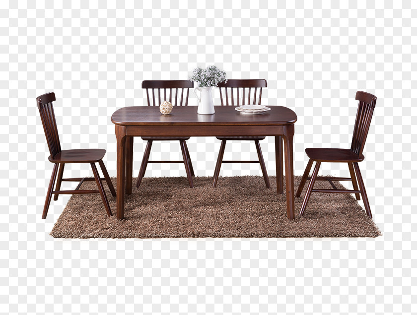 Dark Wood Dinette Table Furniture Chair PNG