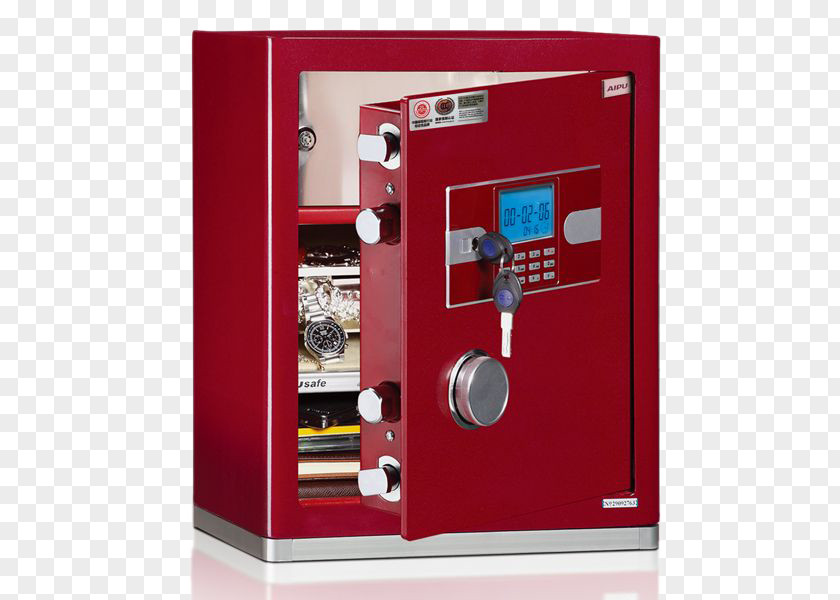 Red Double Insurance Safe U5f00u9501u516cu53f8 Deposit Box U4e2du56fdu9396u696d PNG