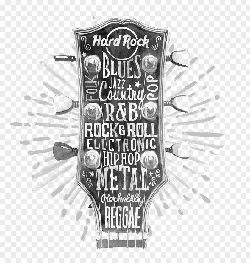 Black Guitar Behance Graphic Design Hard Rock Cafe Drawing Illustration PNG
