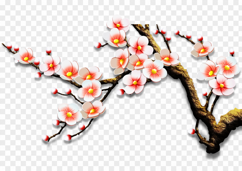 Plum Flower Wall Download Wallpaper PNG