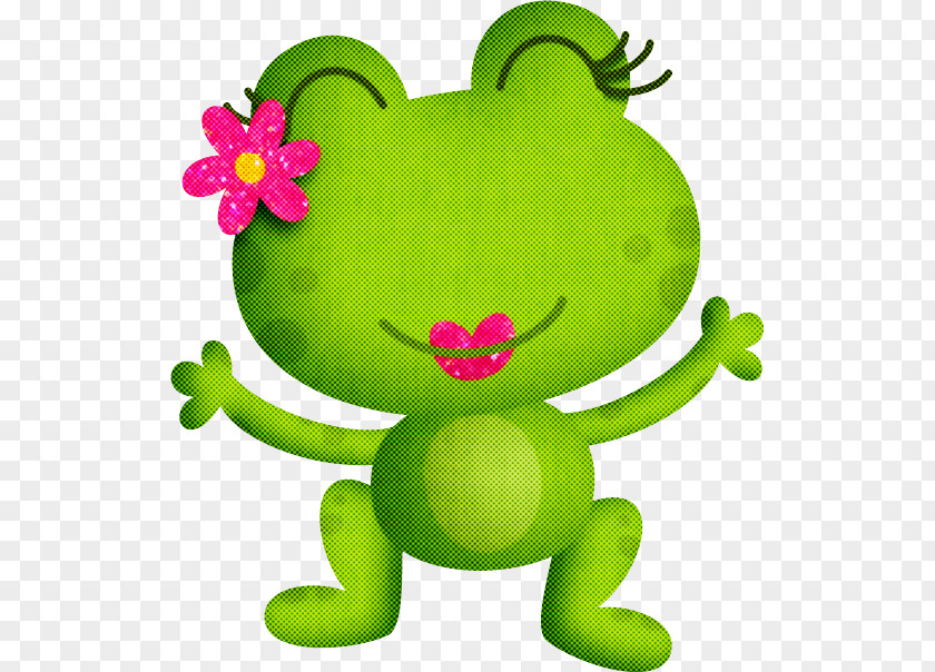 Green Cartoon Heart Frog Smile PNG