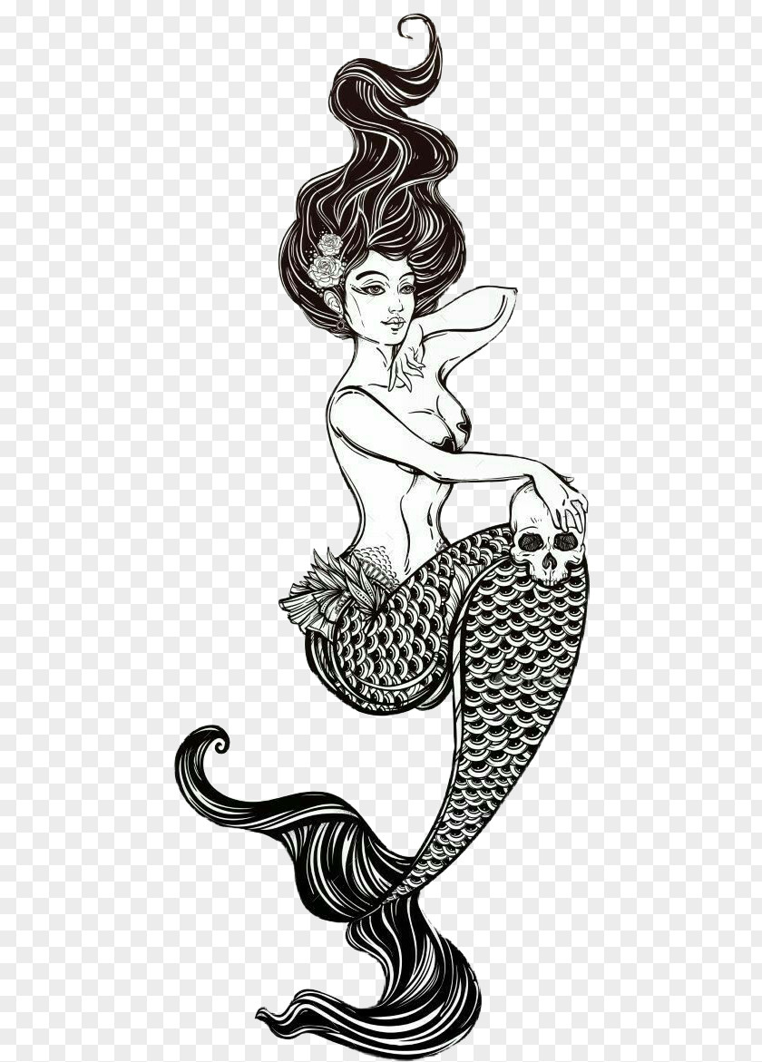 Mermaid Illustration Drawing Vector Graphics Clip Art PNG