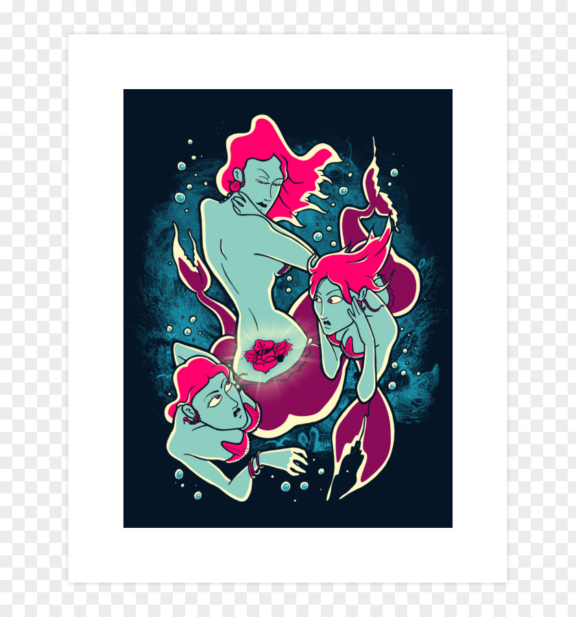 Mermaid Illustration Legend Myth Poster PNG