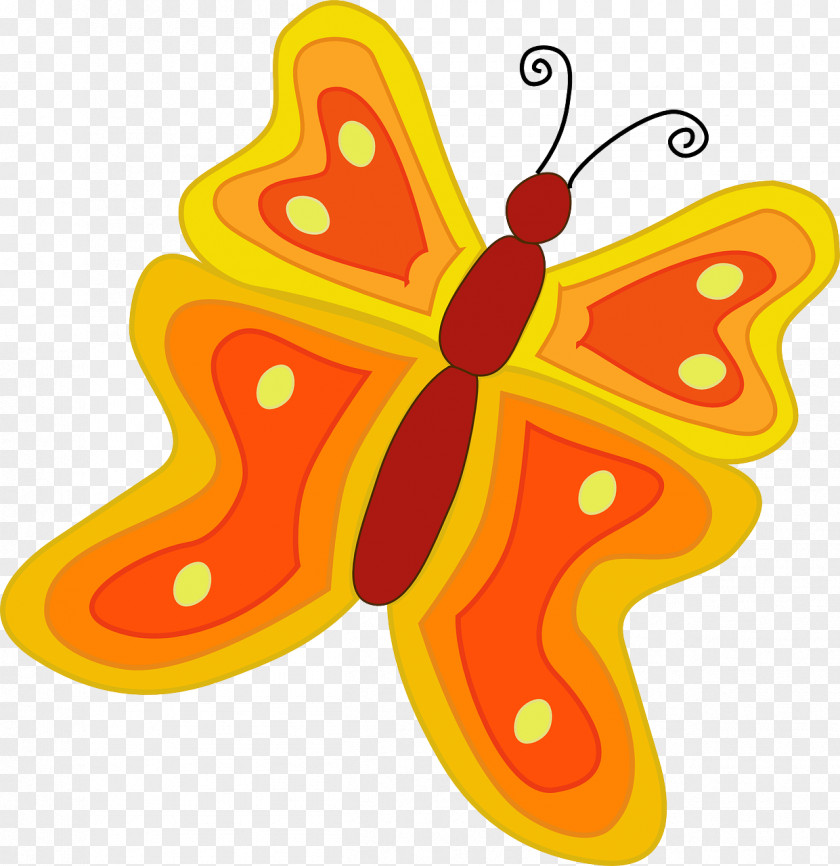 Orange Butterfly Caterpillar Cartoon Clip Art PNG