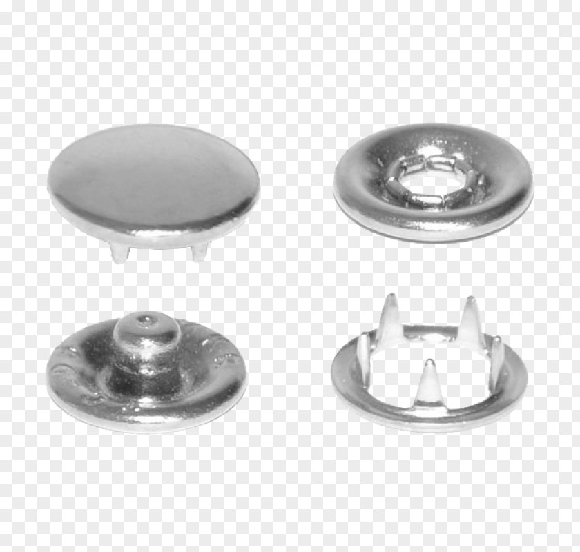 Snap Fastener Silver PNG