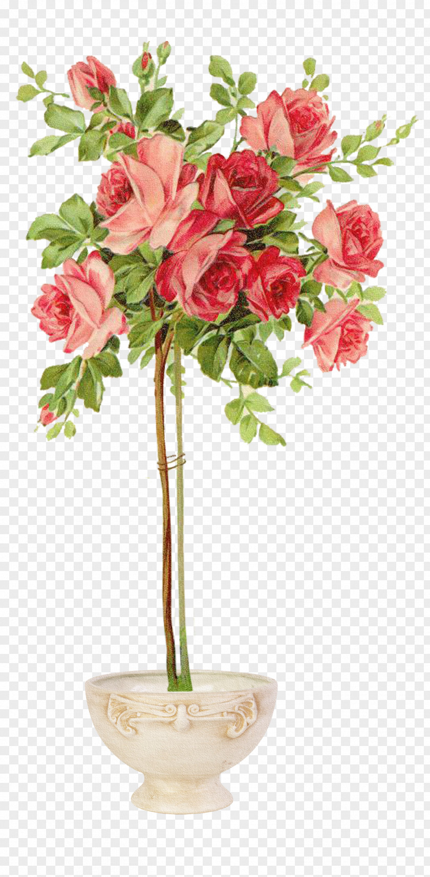 Flower Pot Vintage Clothing Rose Shabby Chic Easter Postcard PNG
