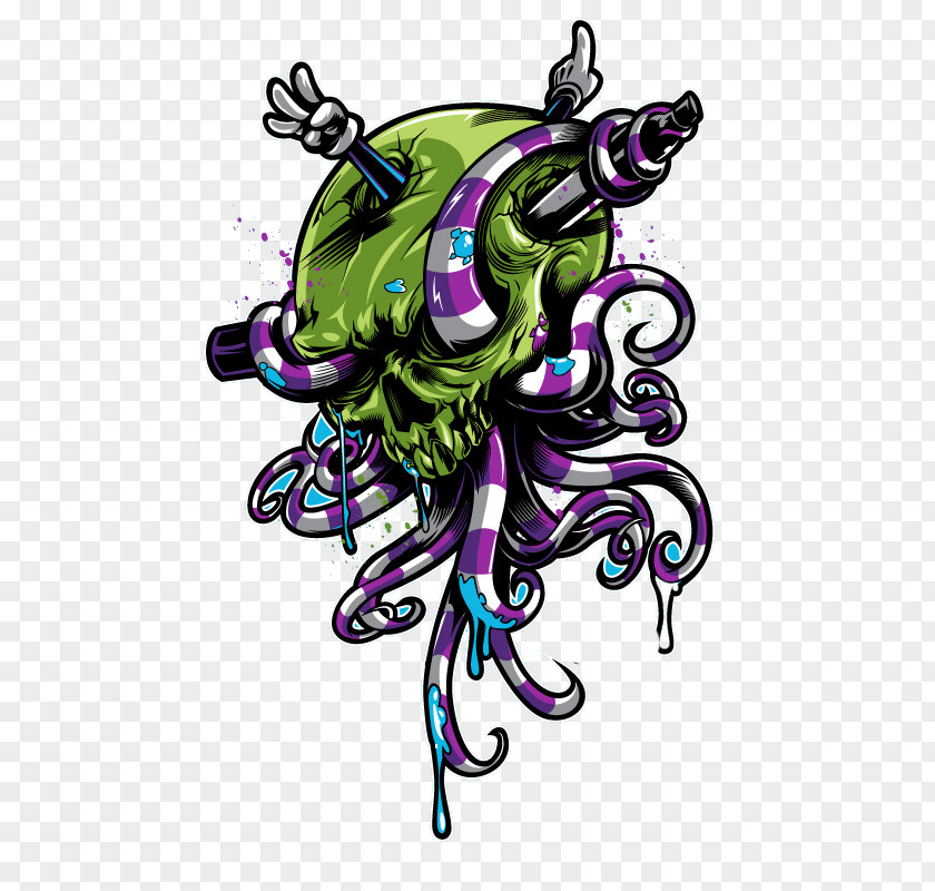 Tentacle Skull Octopus Illustration PNG