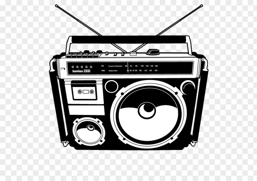 Vector Radio 1980s Boombox Compact Cassette Clip Art PNG