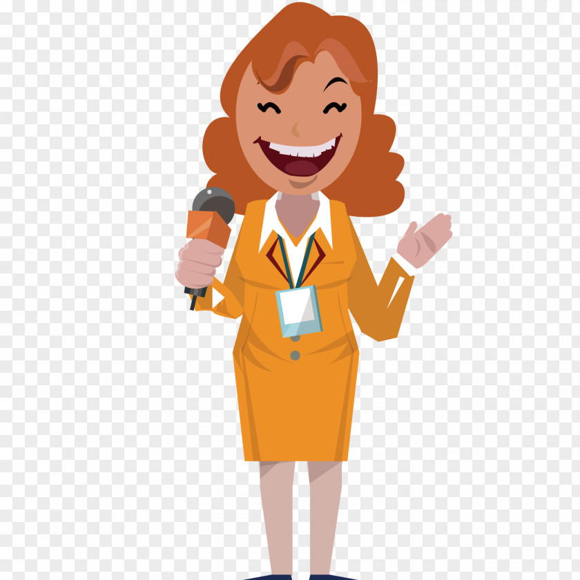 Holding A Mic Female Reporter Journalist Journalism News Presenter Illustration PNG