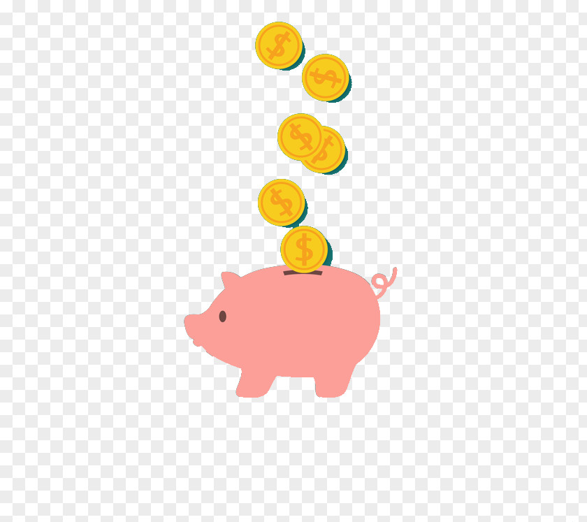 Pink Piggy Bank Coins Fall Domestic Pig Coin PNG