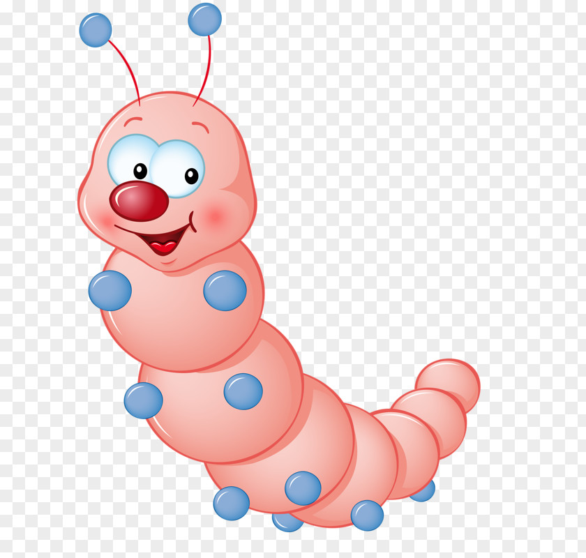 Cheerful Caterpillar Insect Cartoon PNG