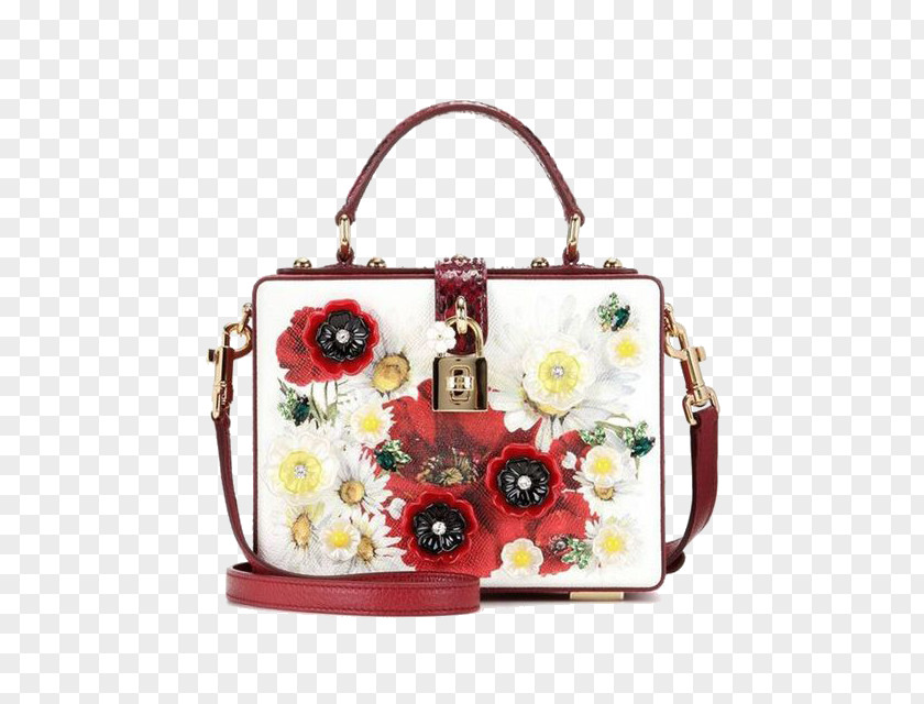 Red Flowers Messenger Bag Handbag Dolce & Gabbana Leather PNG