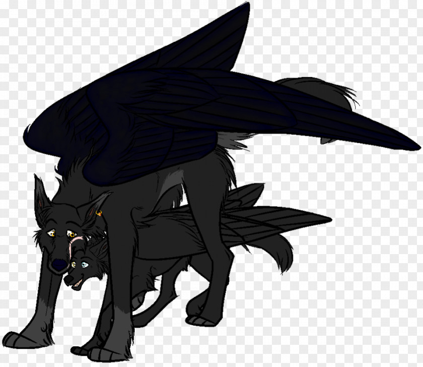 Horse Dragon Carnivora Animated Cartoon Black M PNG