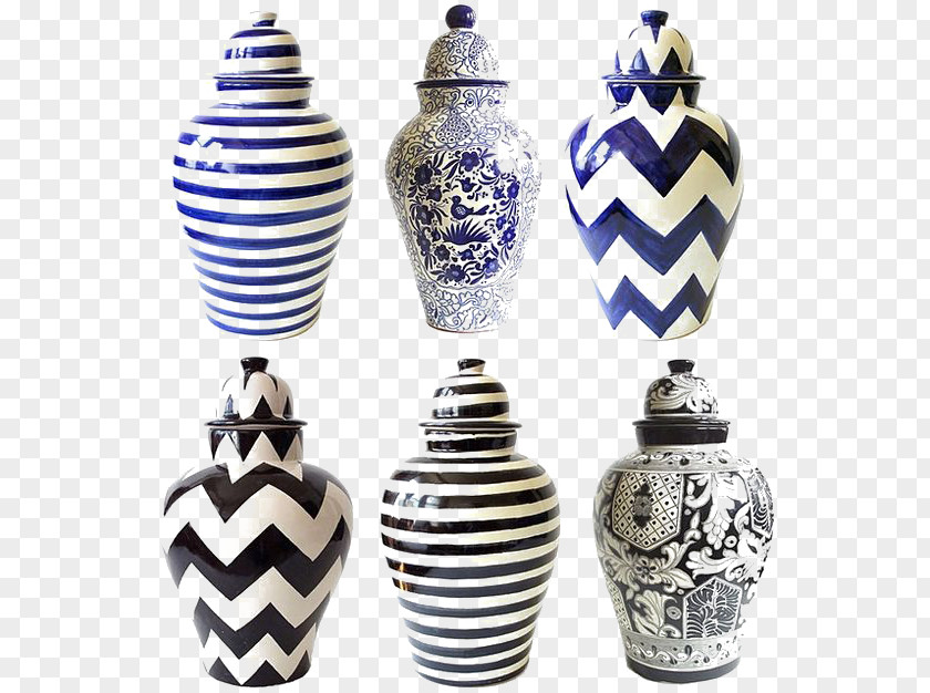Porcelain Jar Vase Black And White Ceramic Blue Pottery PNG