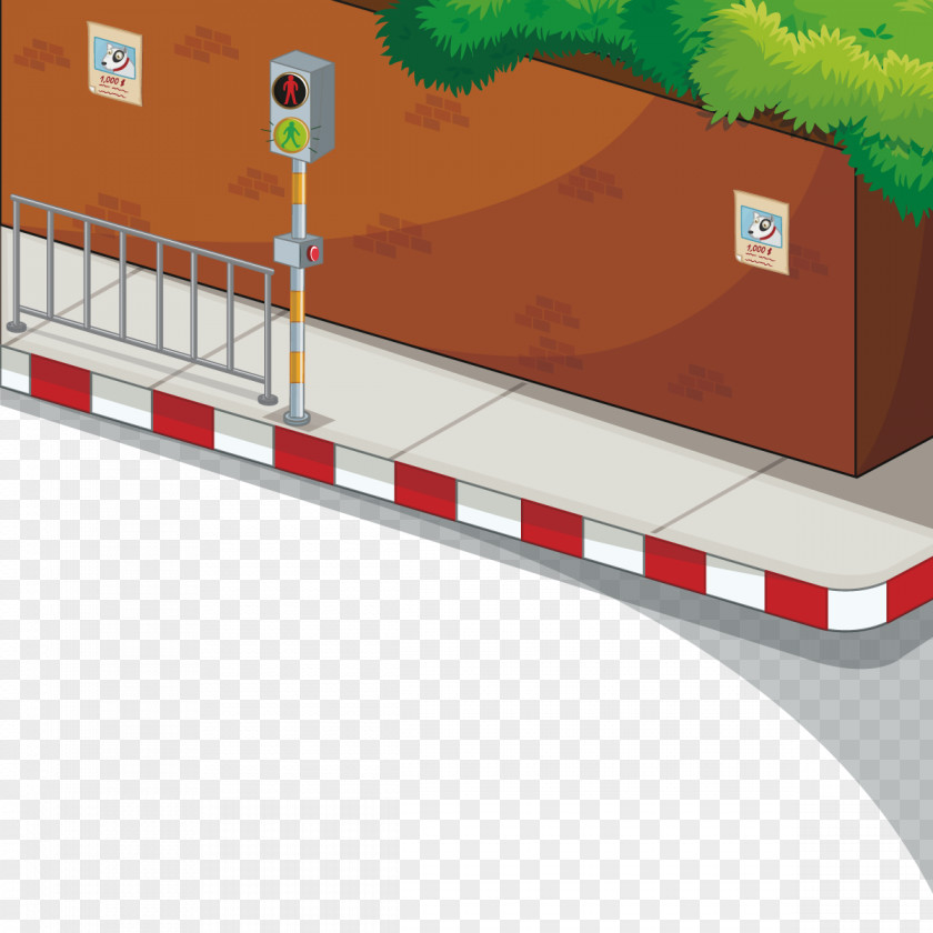 Vector Red Wall Zebra Crossing Pedestrian Child Illustration PNG