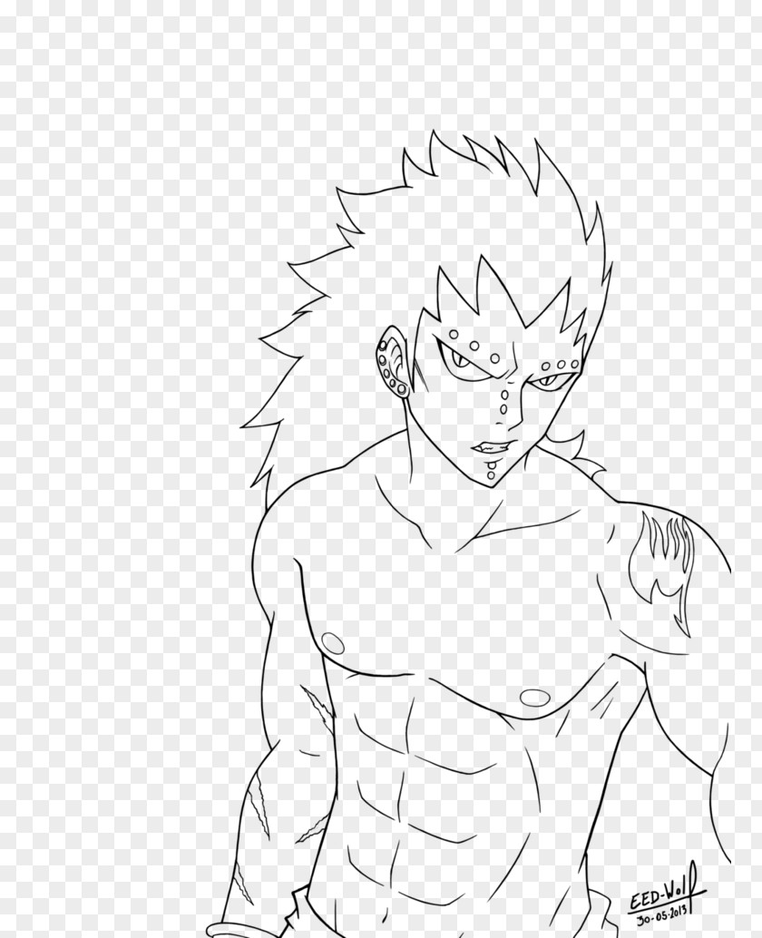 Fairy Tail Line Art Drawing Gajeel Redfox Sketch PNG