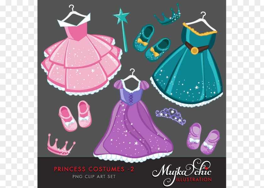 Princess Dress Cliparts Line Costume Clip Art PNG
