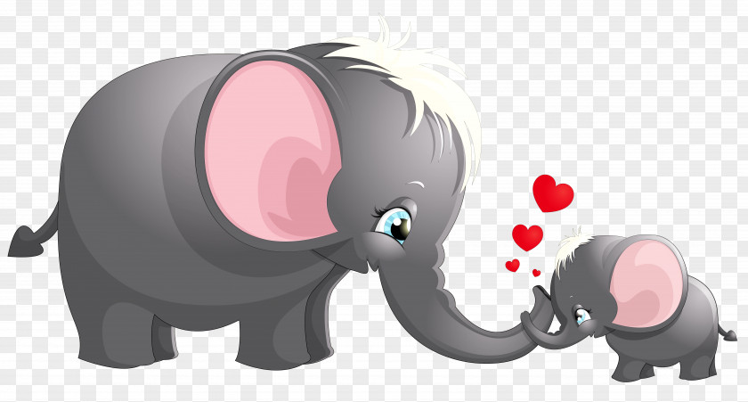 Transparent Cute Mom And Kid Elephant Cartoon Picture Drawing Clip Art PNG