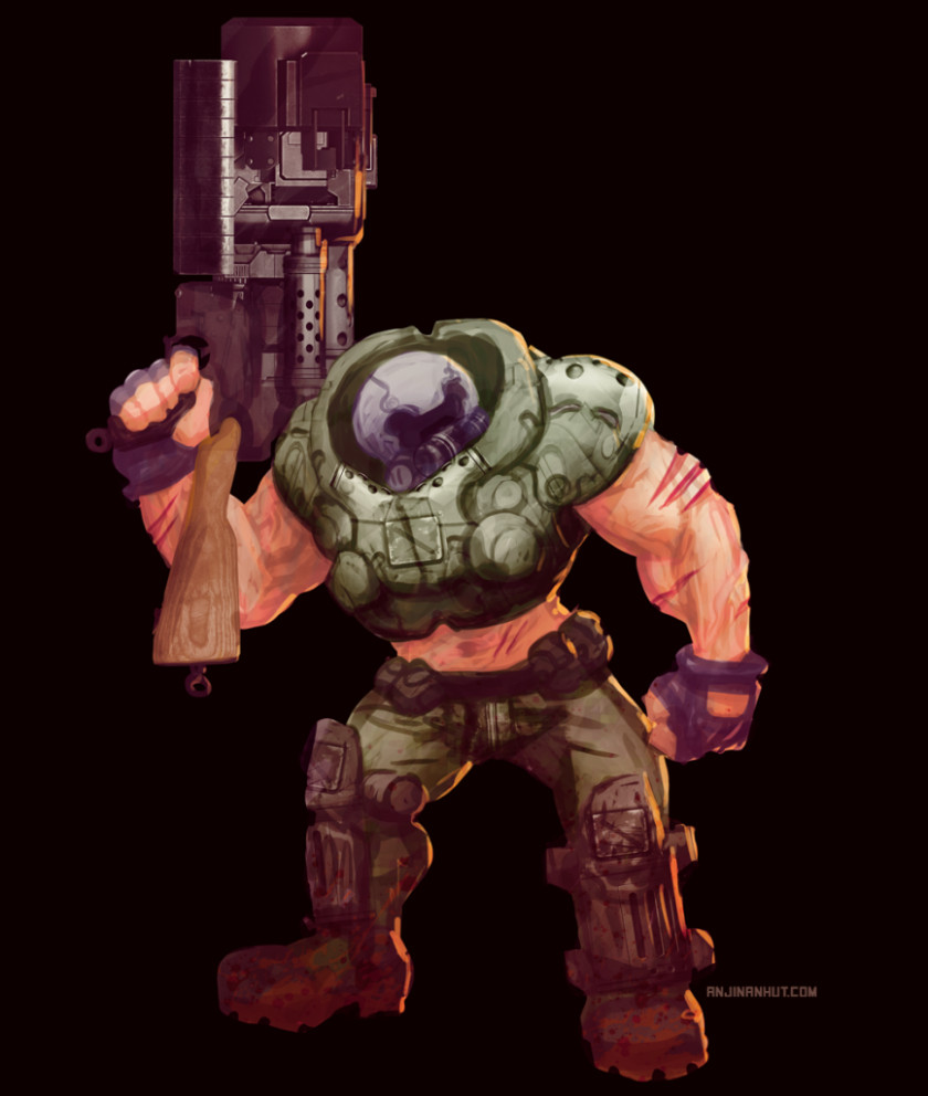 Doom 3 Doomguy Concept Art PNG