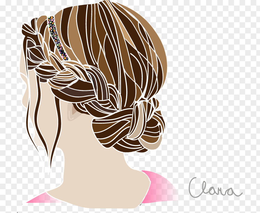 Hair Illustration Long Drawing Braid Illustrator PNG