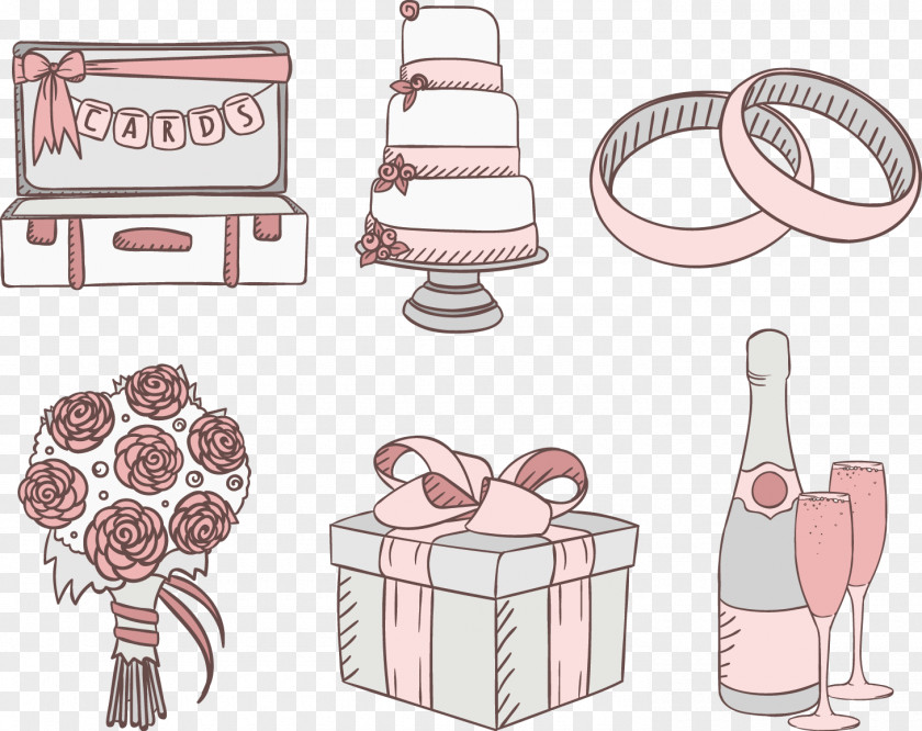 Hand-painted Pattern Vector Wedding Invitation Cake Euclidean PNG