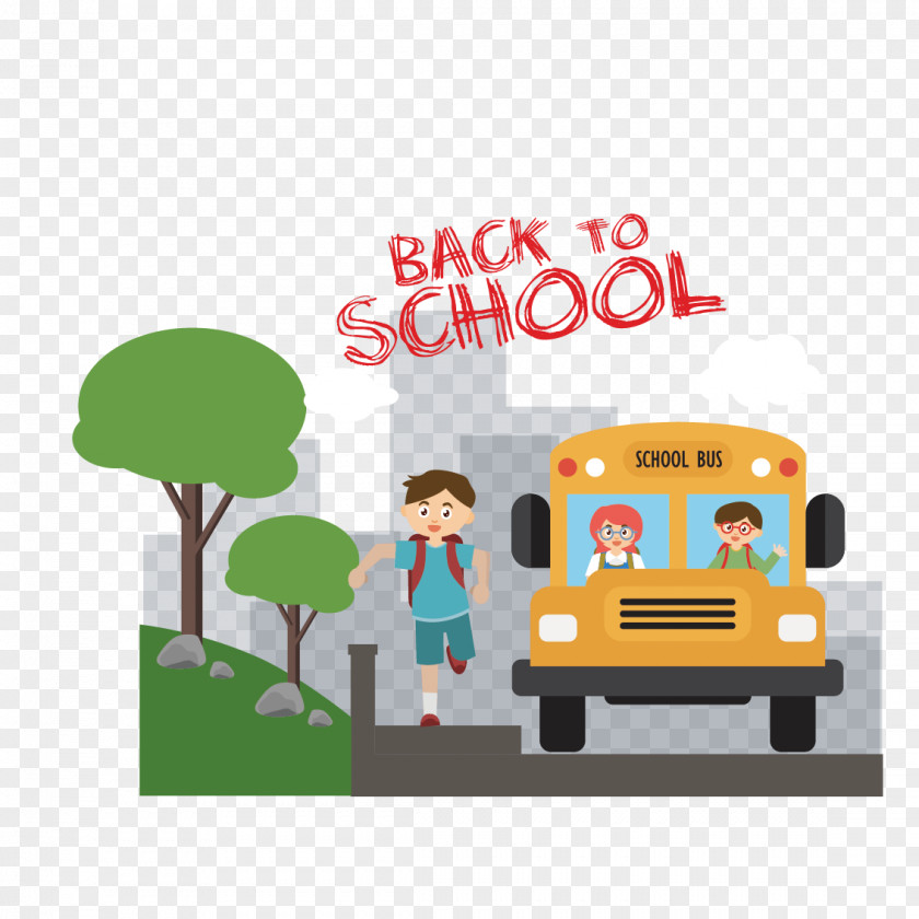 Vector School Children And Bus Cdr Adobe Illustrator Drawing PNG