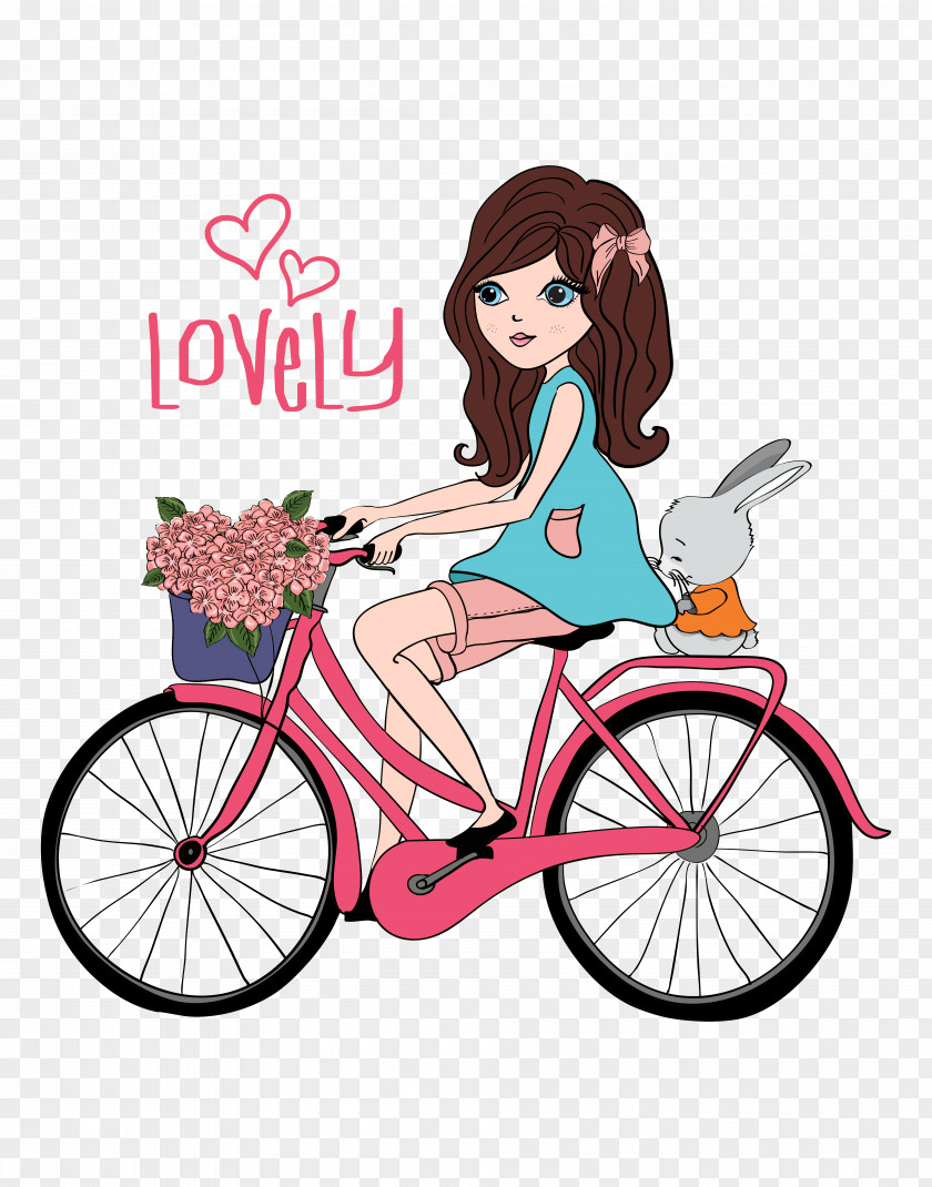 Bicycle Girl Cycling Illustration PNG Illustration, Little girl riding a bicycle, on bicycle illustration clipart PNG