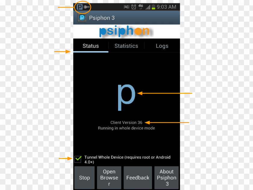 Mobile Interface Psiphon Android Application Package Virtual Private Network Blured ! PNG