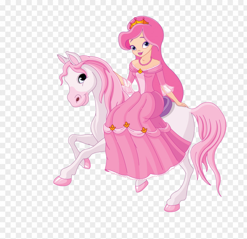 Vector Pink Cartoon Horse Princess Pony Illustration PNG