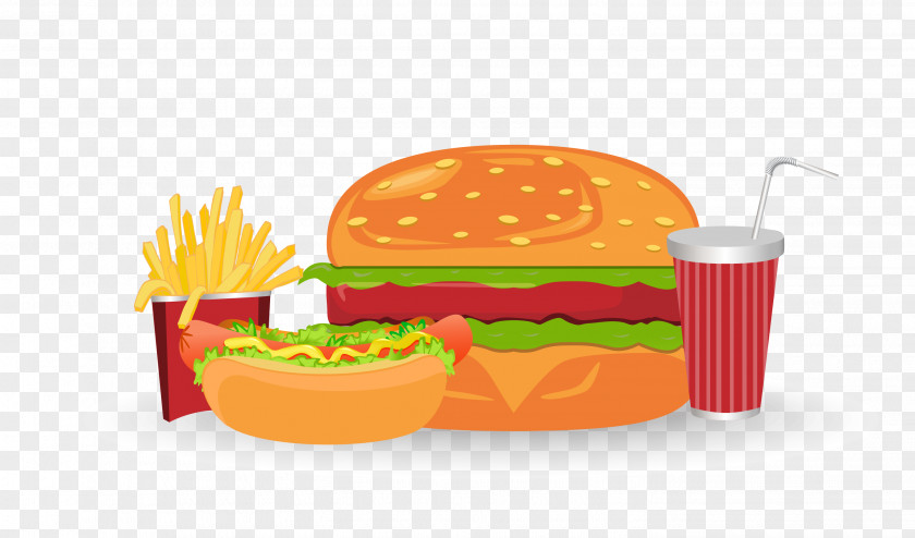 Vector Burger Cheeseburger Hamburger French Fries Fast Food Junk PNG