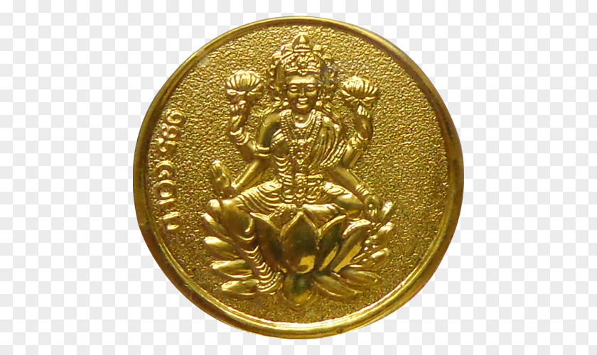 Lakshmi Gold Coin Silver Metal PNG