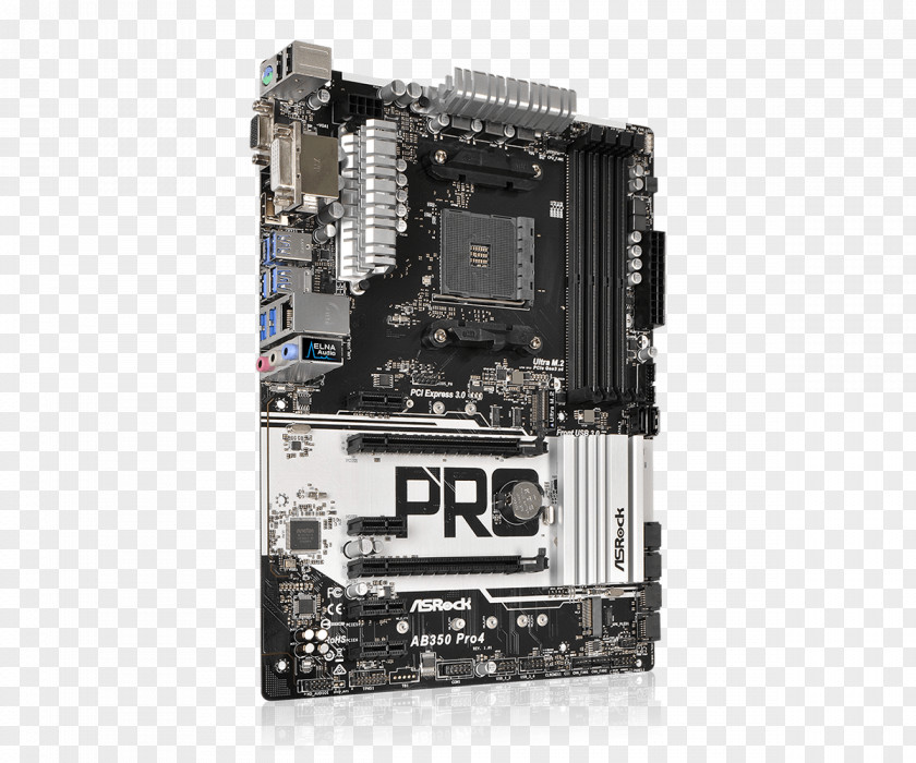 Socket AM4 Motherboard ATX ASRock AB350 Pro4 CPU PNG