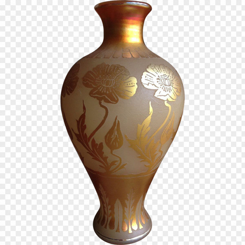 Vintage Gold Vase Corning Museum Of Glass Art Nouveau Deco PNG