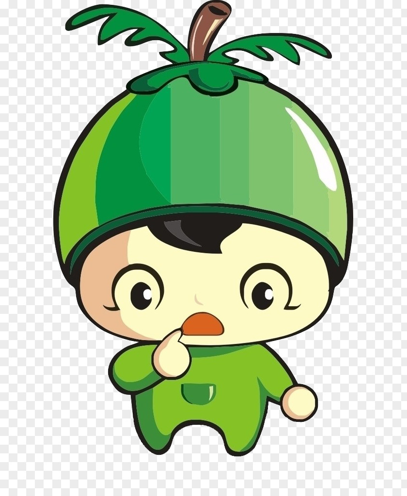 Cartoon Character Coconut Baby Face Closeup Clip Art PNG