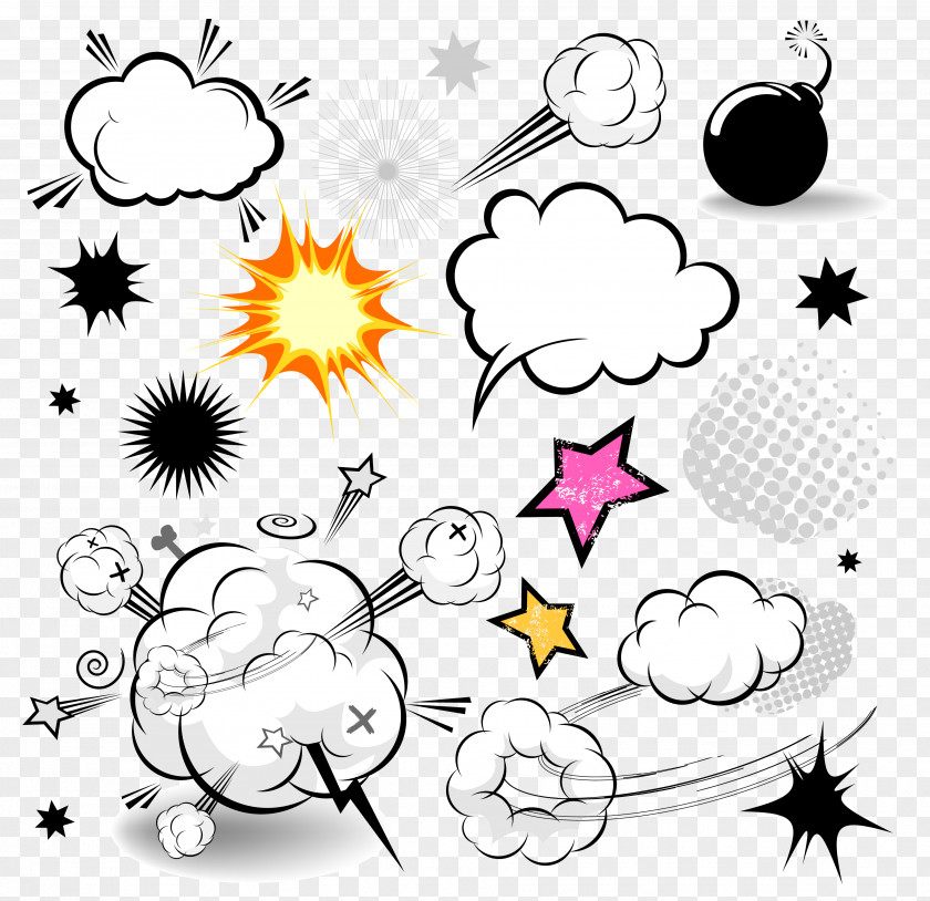 Vector Cloud Comics Explosion Dialog Speech Balloon Cartoon Comic Book PNG