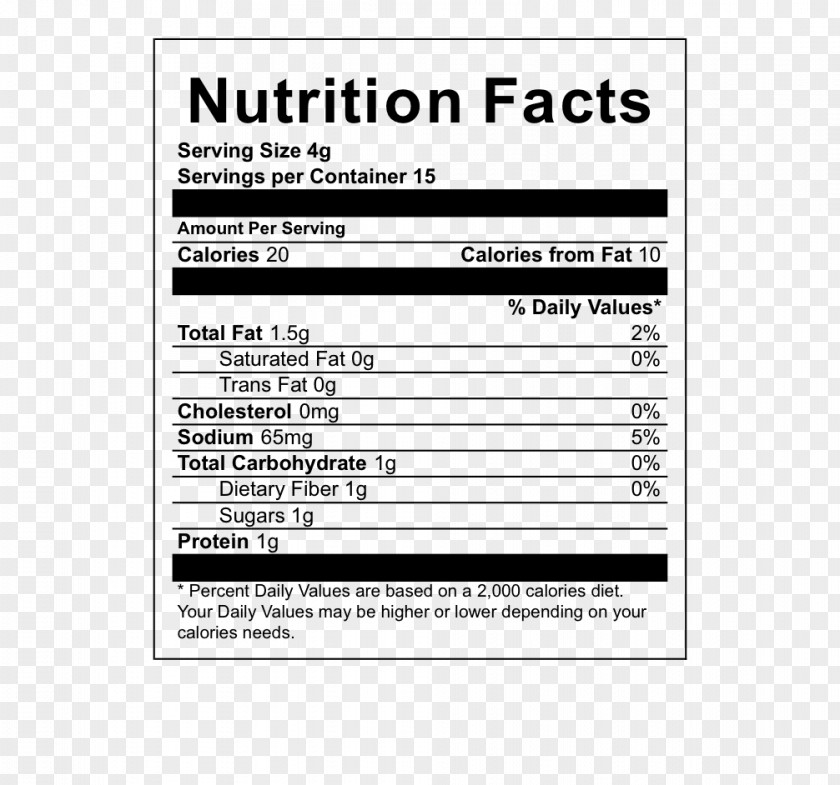Seaweed Nori Oolong White Tea Nutrition Facts Label PNG