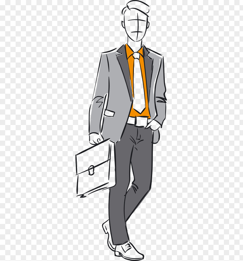 Cartoon Handbags Hand-painted Artwork Business Man Drawing Sketch PNG