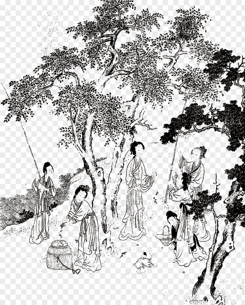 FIG Ancients Play Dates U53e4u756b Chinese Painting Art Portrait PNG