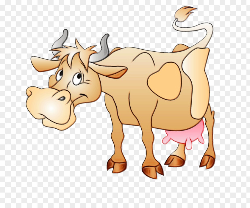 Fawn Dairy Cow Watercolor Animal PNG