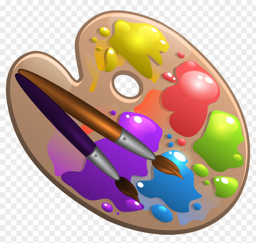 School Palette With Paint Brushes Clipart Picture Paintbrush PNG
