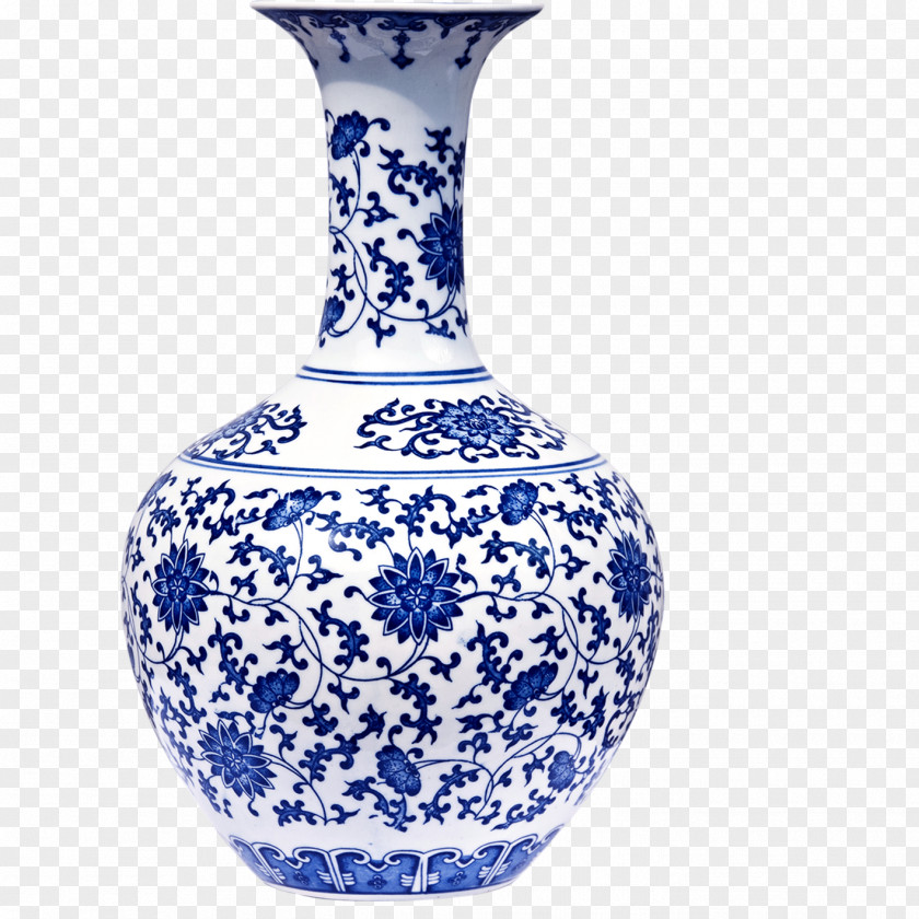 Vase Blue And White Pottery Paper Porcelain Bottle PNG