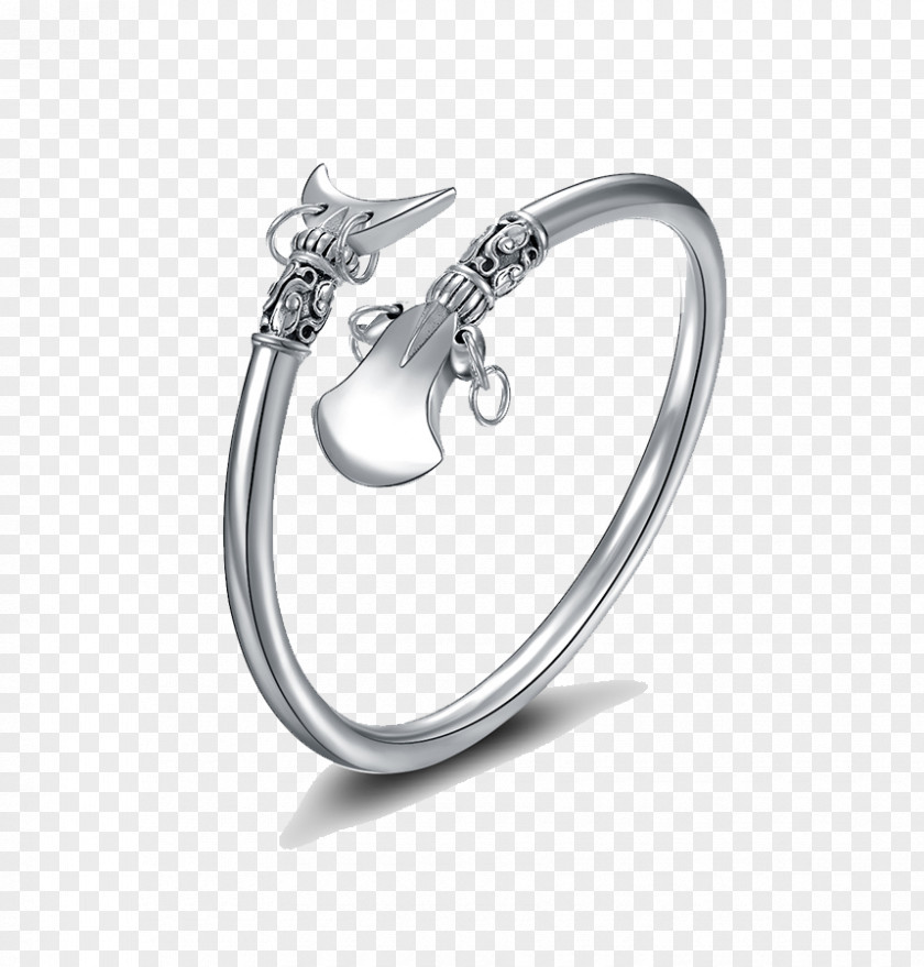 Crescent Moon Shovel Bracelet Silver Gratis PNG