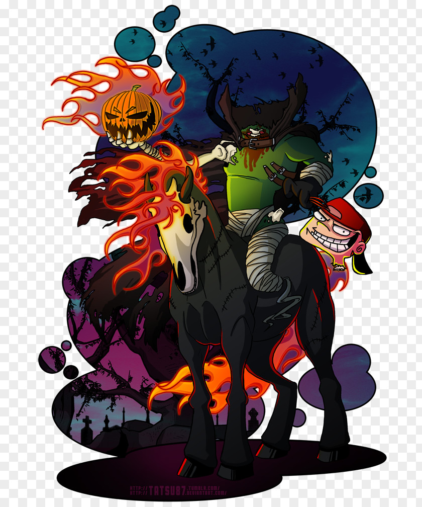 Headless Horseman Cartoon Fan Art Drawing PNG