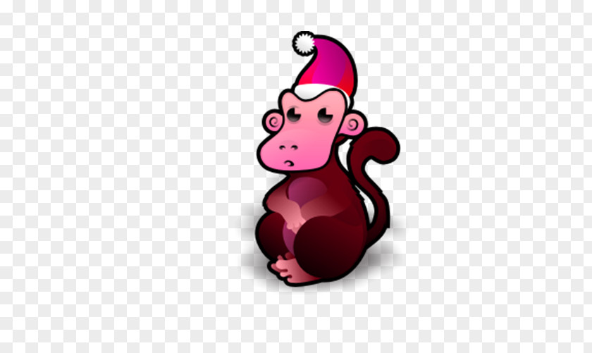 Pink Cartoon Monkey ICO Bell Icon PNG