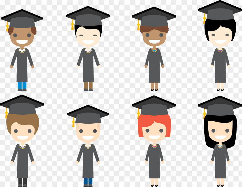 Vector Students Student Graduation Ceremony Square Academic Cap Degree PNG